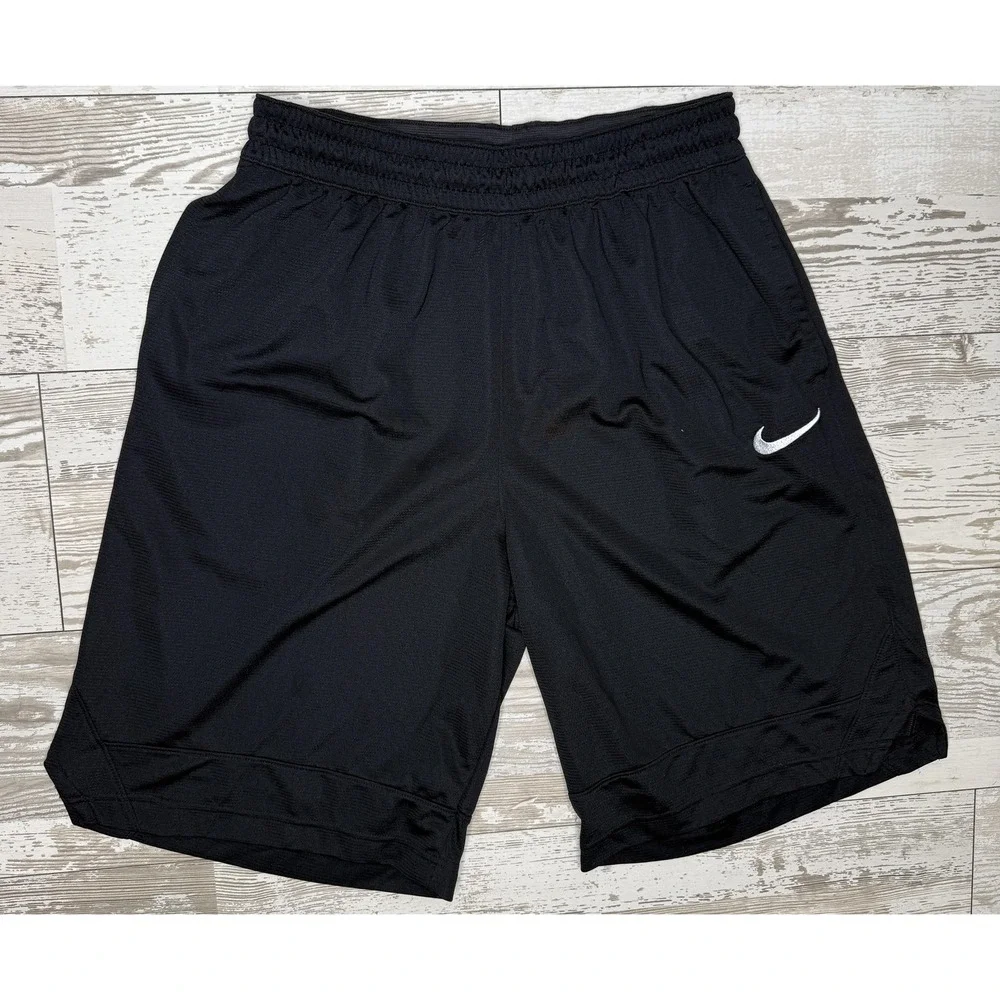 Nike Dri-FIT Shorts Mens Large Black 9 Inseam Mesh Elastic Waist Gym Training